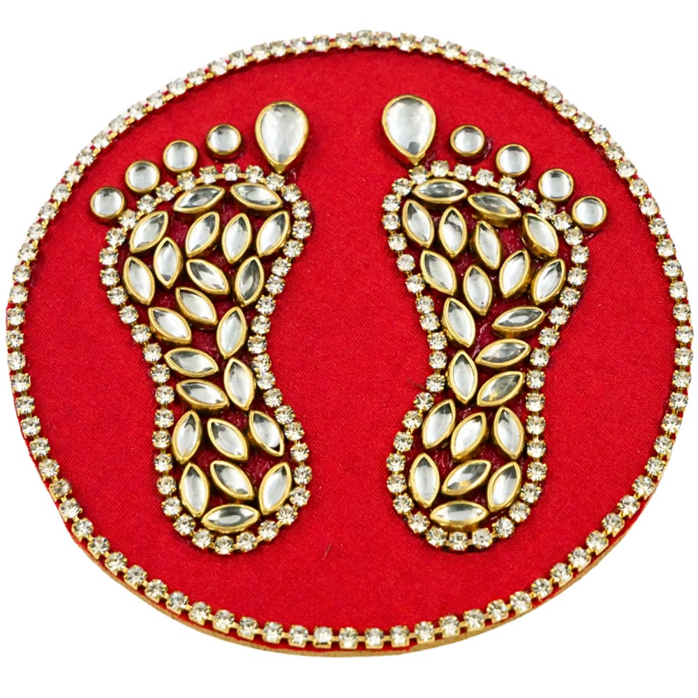 Handmade Kundan Laxmi Charan Paduka for Diwali decoration and puja rituals